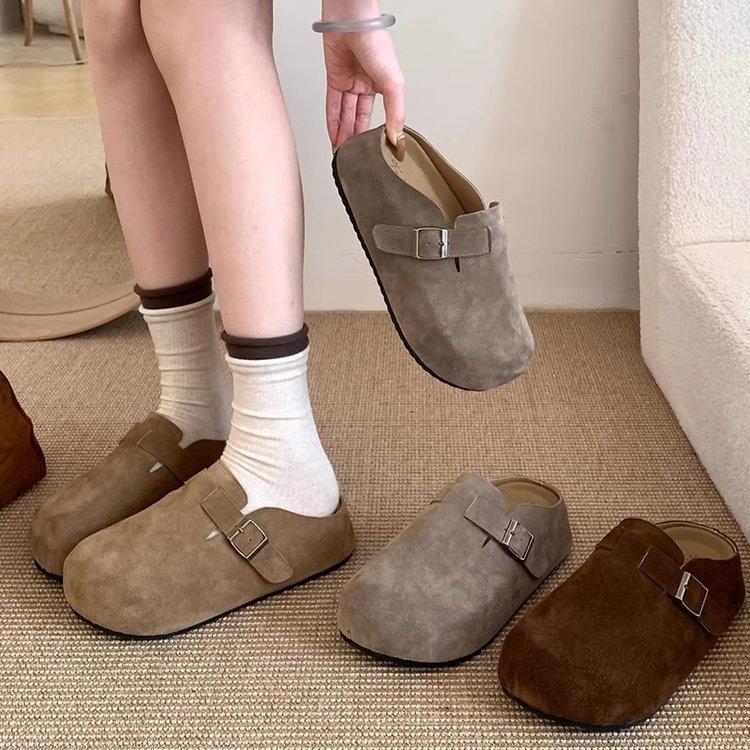 Birkenstock shoes bag head half slippers outer wear spring and summer new flat casual Birkenstock retro muller shoes