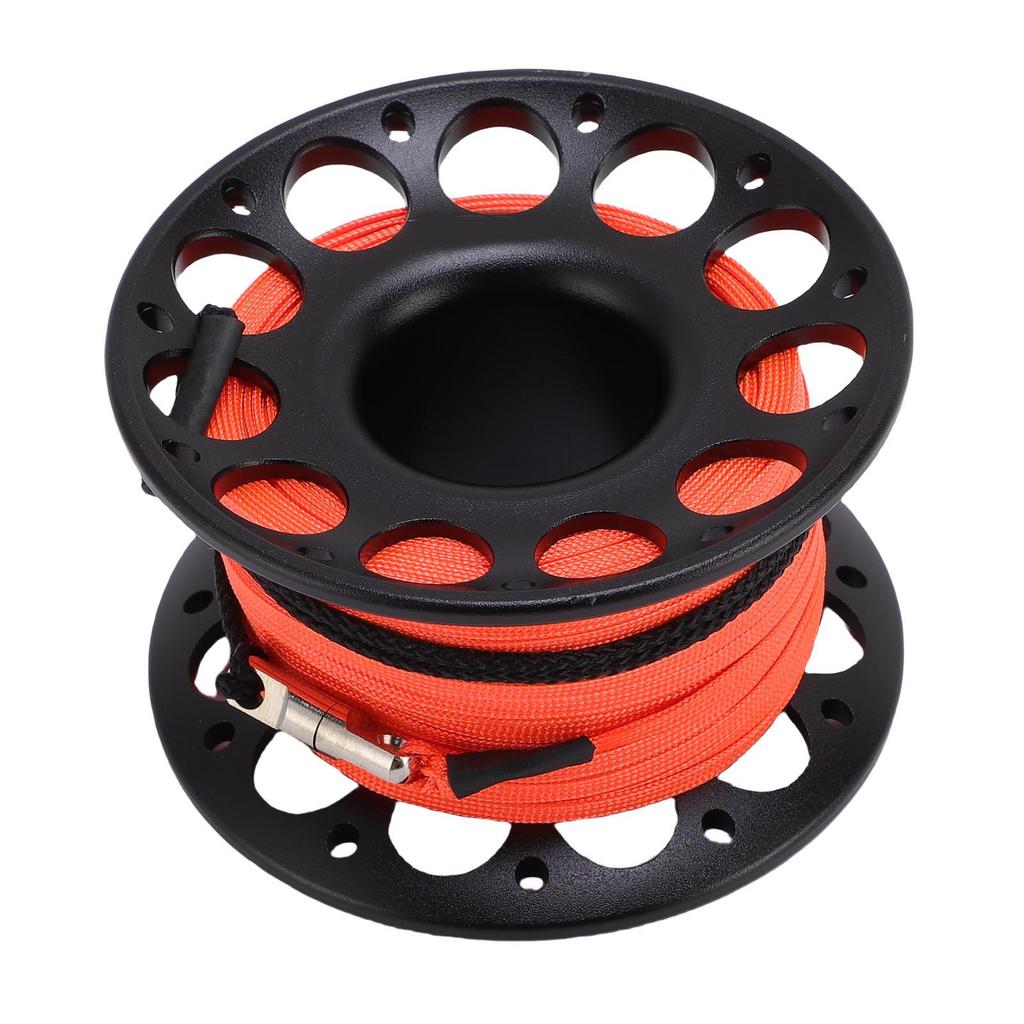 30m 98.43ft Scuba Diving Reel Aviation Aluminum With Double Ended Hooks Multi Purpose Finger Spool Reel Black