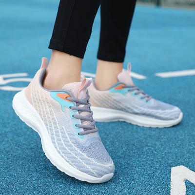 Lente Gaas Ademende Dames Schoenen Antislip Sport Casual Schoenen Ronde Neus Vetersluiting College Ultra-Licht Zachte Zool Hardloopschoenen