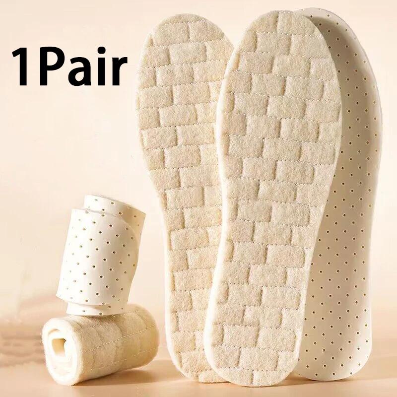 1Pair/2Pair New Latex Shock-Absorbing Soles Anti-Slip Winter Warmth Wool Insoles Soft Comfortable Insole Heated Shoe Pads