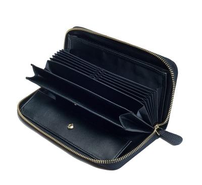 CACIQEU Women's Multifunctional Cowhide Leather Wallet with Coin-Through Organizer, Long Wallet with Box-Shaped Coin Purse and Receipt Compartment