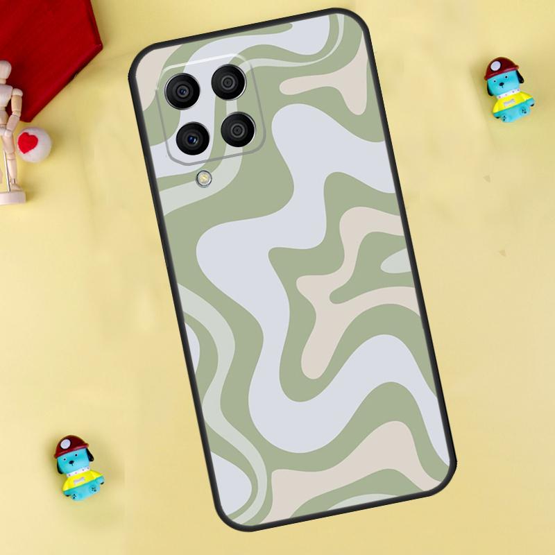 Liquid Swirl Pattern Beige Green Case For Samsung Galaxy M55 M14 M34 M54 M32 M52 M15 M11 M12 M13 M06 M16 M36 M56 M31 M53 M35
