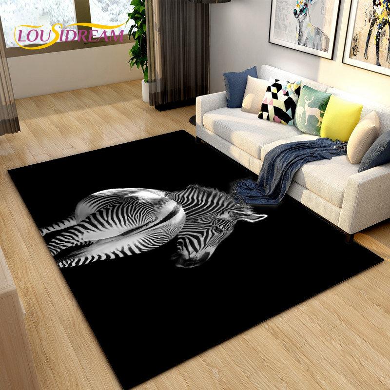 Wild Animal Zebra Area Rug Large,Carpet Rug for Living Room Bedroom Kitchen Doormat Decoration,Children Play Non-slip Floor Mat