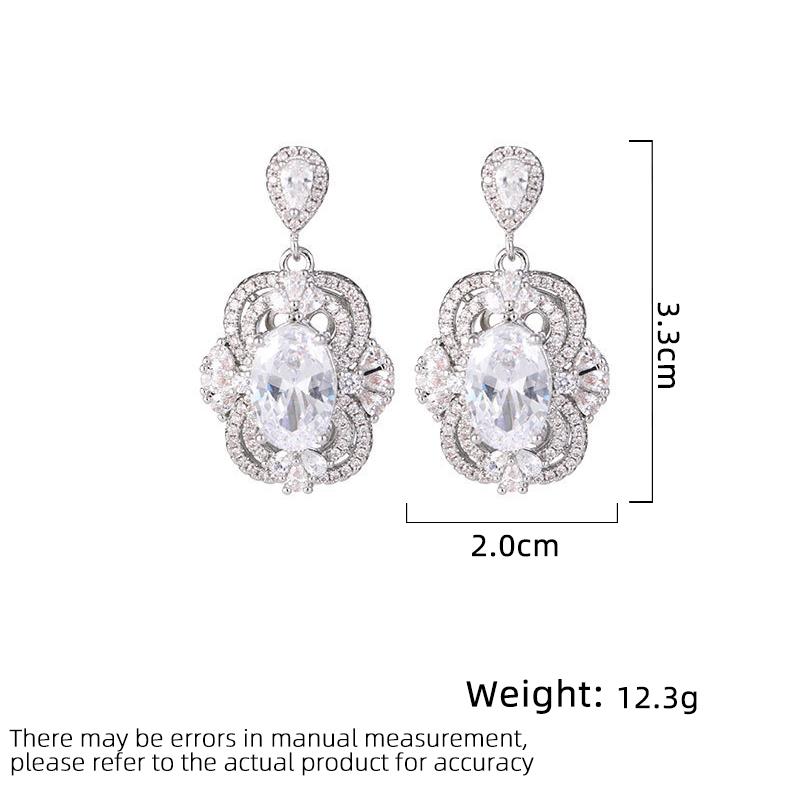 Women's Light Luxury Design Elegant Inlaid Zircon Pendant Earrings Fashionable And Versatile Niche Design Earrings