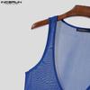 INCERUN Men Deep V Neck Sleeveless See Through Mesh Sheer Tank Tops