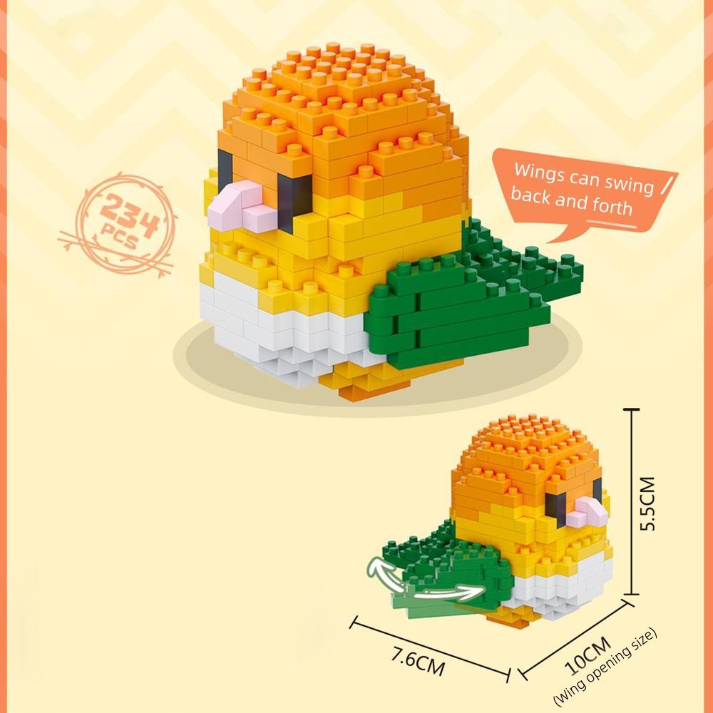 Parrot and Little Bird Building Blocks Toy:Adorable Design Visually Stimulating Desk Dcor Add a Touch of Nature to Your Spac