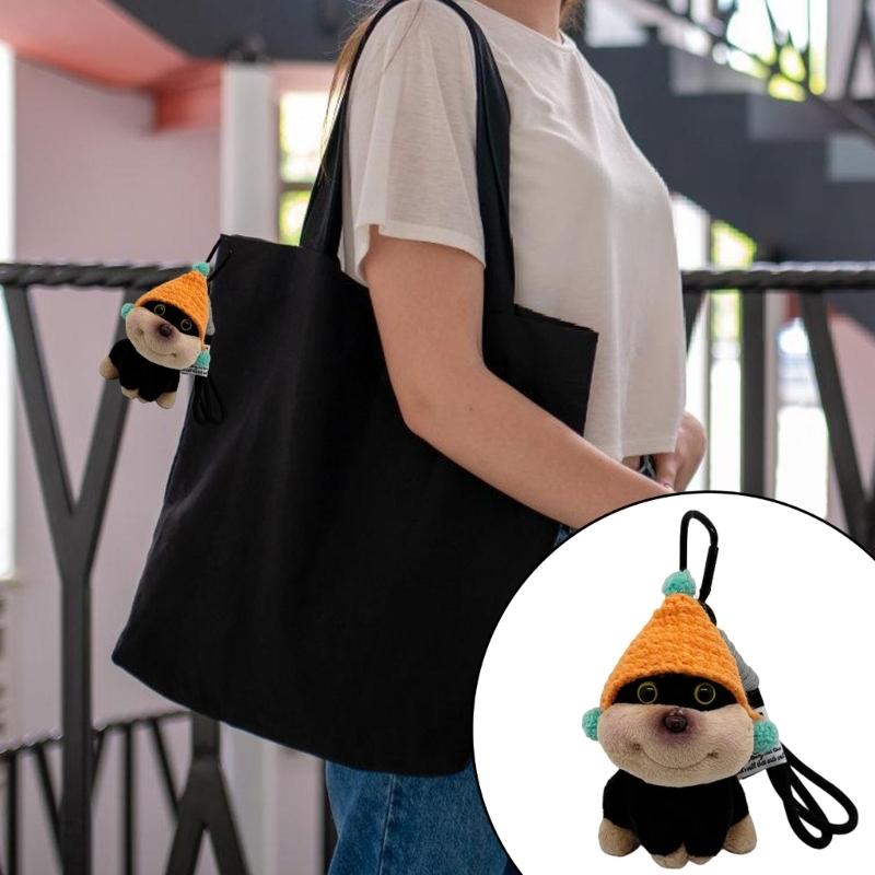 Cute Bees Dog Plush Keychain Charm Versatile Dog Bees Keychain Plush Charm Unique Accessory for Bag Embellishment