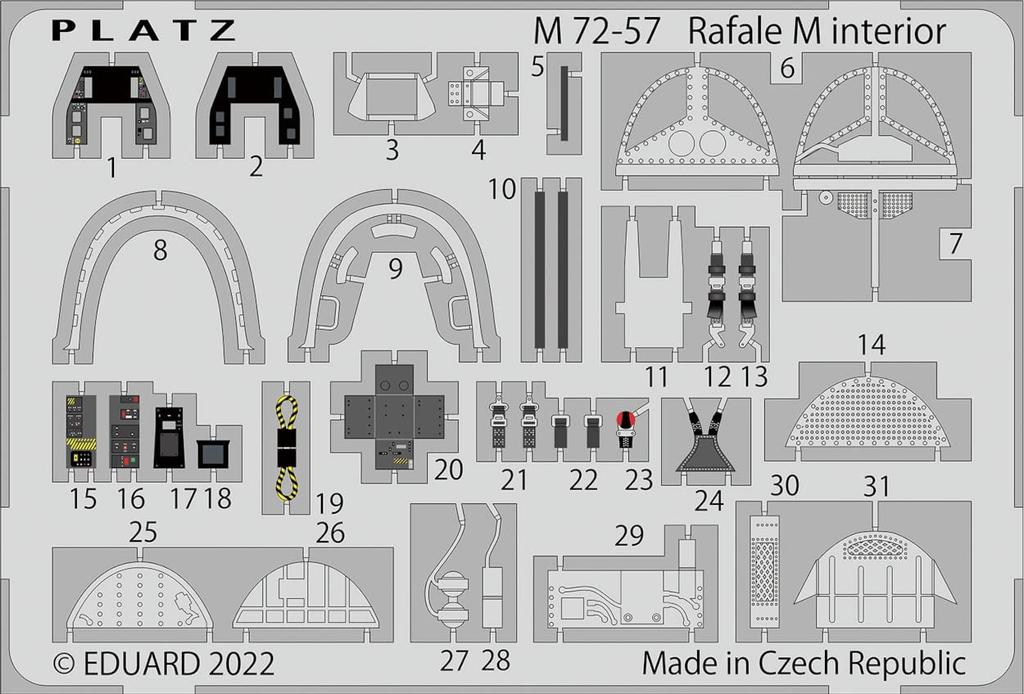 PLATZ Rafale M Etching Parts Cockpit Plastic Model Parts 1/72 M72-57