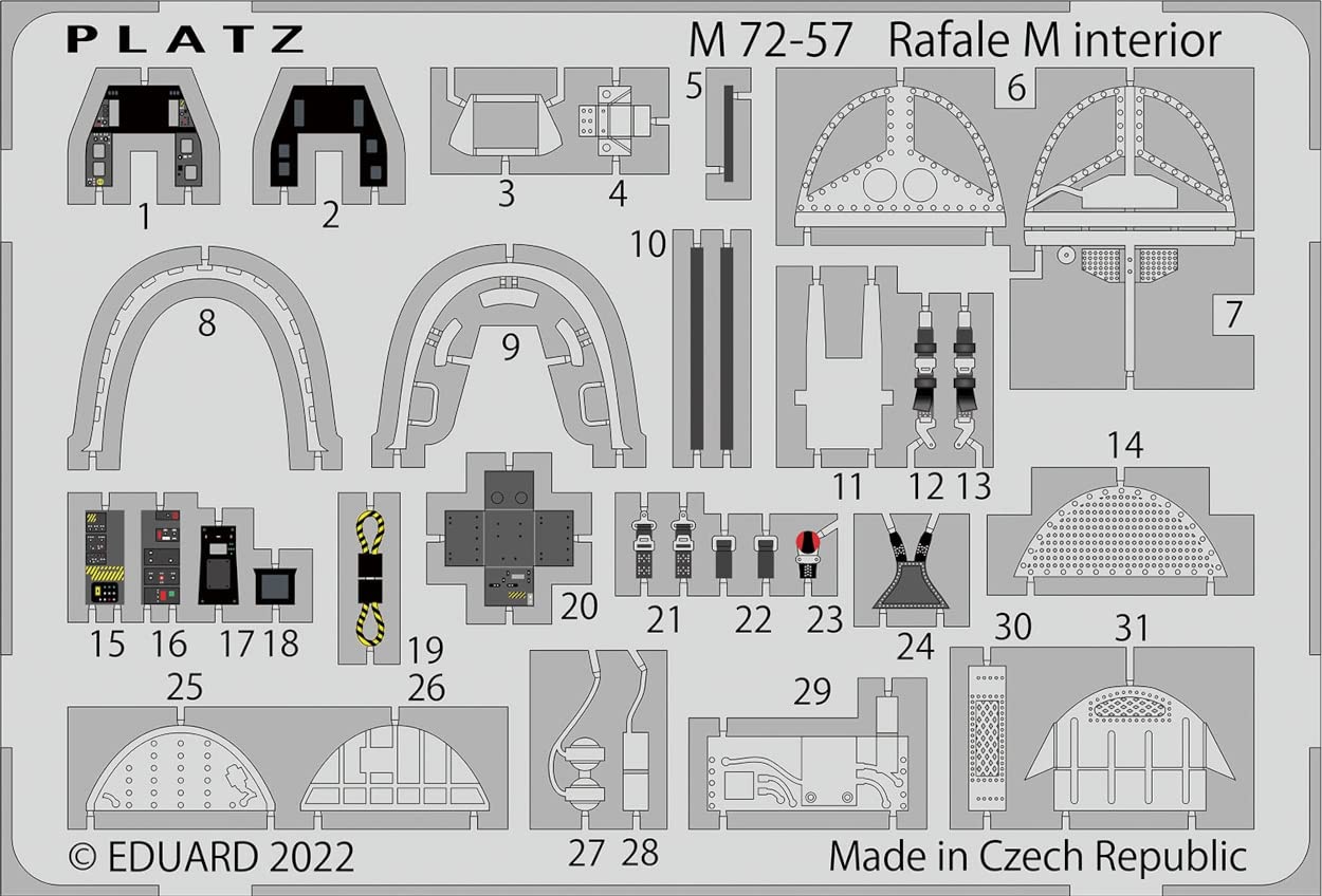 

PLATZ Rafale M Фототравление Детали кабины Пластиковые детали для модели 1/72 M72-57