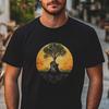 26 Tree Guitar Shirt Men, Nature Music T-Shirt with Roots and Sun, Symbolic Des Unisex T-Shirt