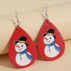 Red Bottom Christmas Snowman Hat & Scarf Pattern Leather Earrings - Unique, Simple Design for Women