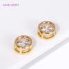18K Gold Plated Brass Beads Separators,Round/Heart with Zircon Spacer Beads,Separators For Beads,DIY Jewelry Making Accessories