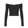 Women Off Shoulder Shirts Short Shirts Fashion Front Cross Long Sleeve Slim Fit Ladies Clothing Clubwear Female Streetwear