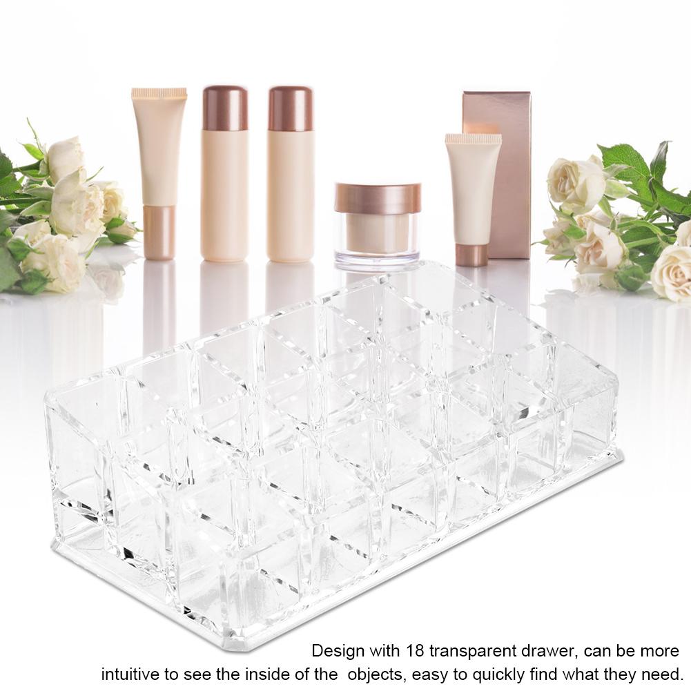 Portable Transparent 18 Grid Mini Cabinets Drawer Jewelry Cosmetic Storage Box for Lipstick