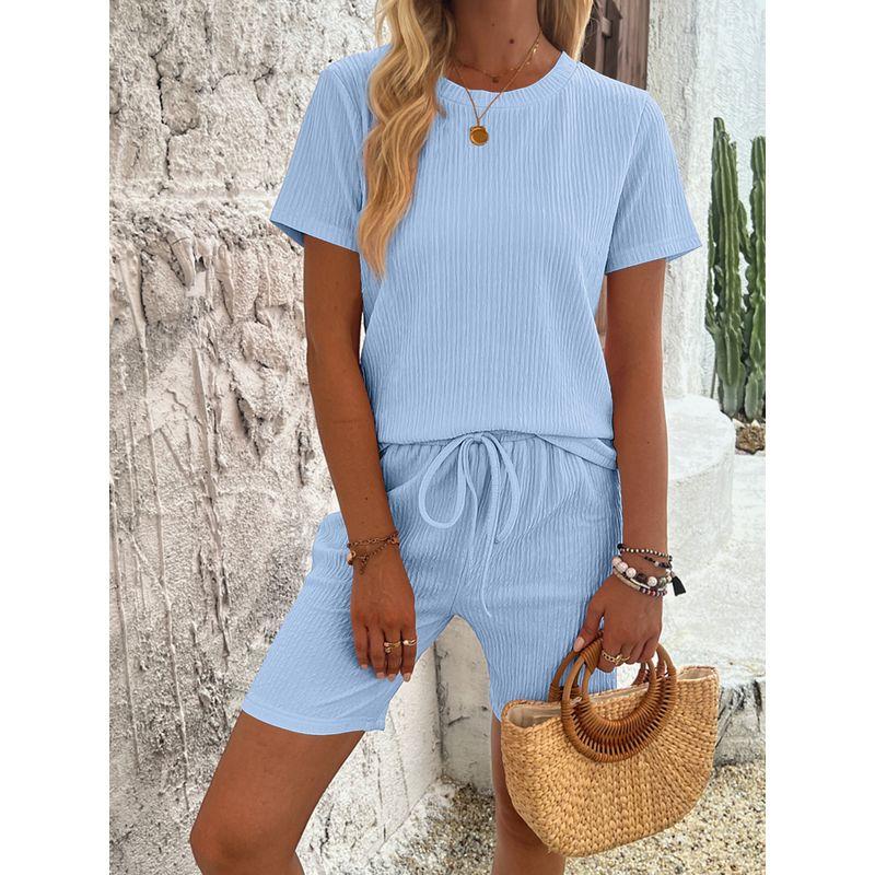 

Однотонная футболка шорты комплект из двух предметов однотонная футболка шорты комплект из двух предметов Light blue XXL