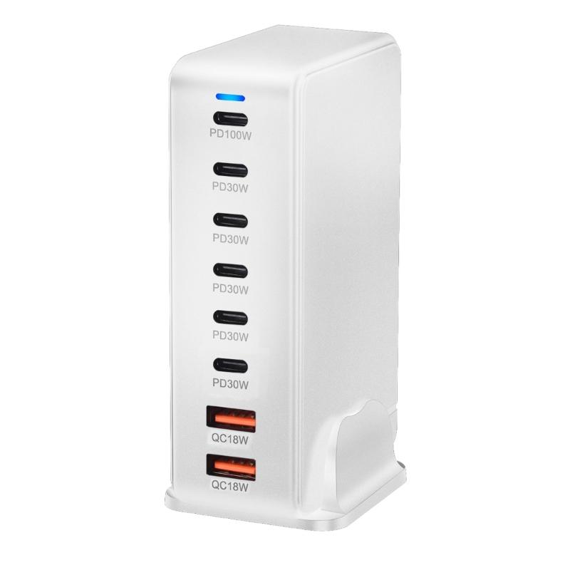 Multiports Charging Station with 286W Output, 6 USB C and 2 USB Slot Desktop Charging Holder Stand for Tablet Phones
