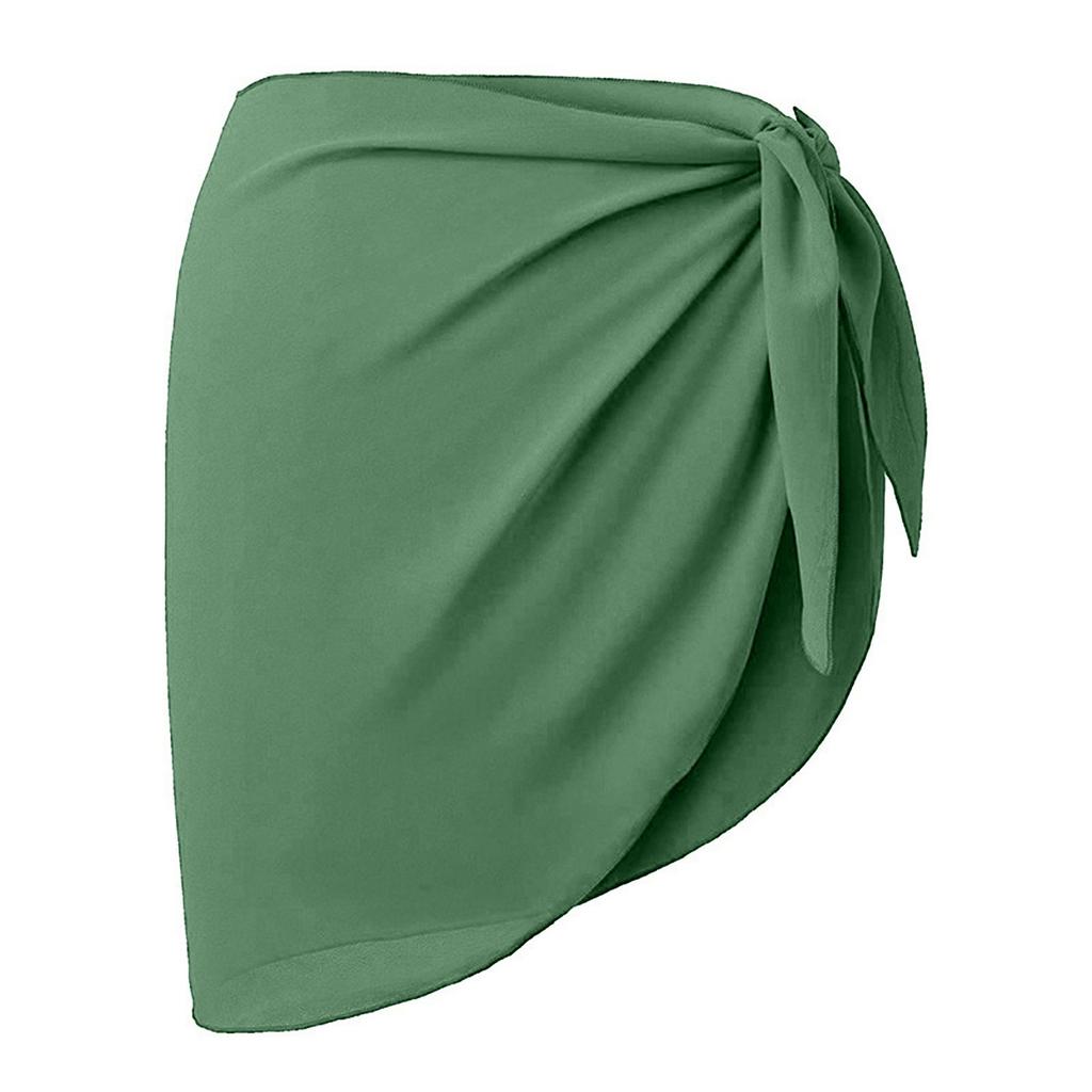 Dames Zomer Effen Kleur Bandeau Chiffon Cover-up Halve Rok Strand Wrap Sarong Zwemkleding Cover-up