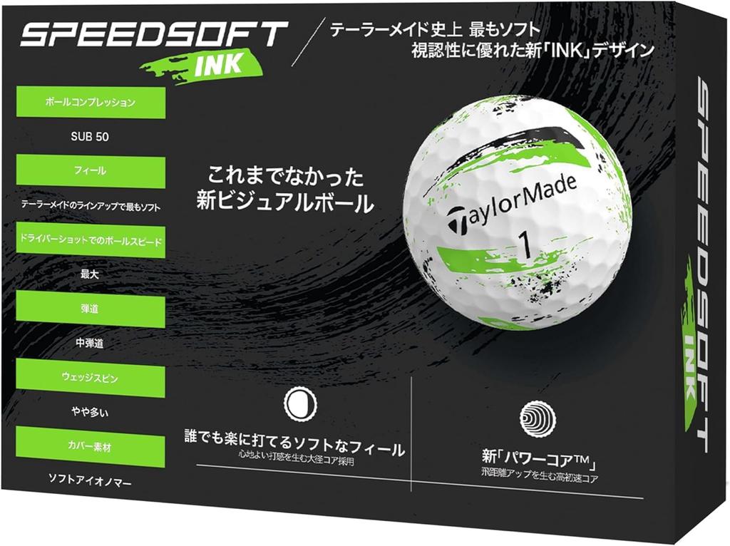 TaylorMade Golf Ball SpeedSoft INK Green TMJ24 SpeedSoft INK Green 2024 Model Our Original Wood Tee (2 Dozen, Green)