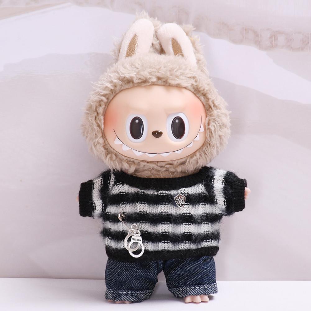 For 15-17cm Labubu Doll Clothes Fashion Clothes Hoodies Doll Clothes Color Match Hoodies Dolls Accessories Cute Decoration Little Cloths