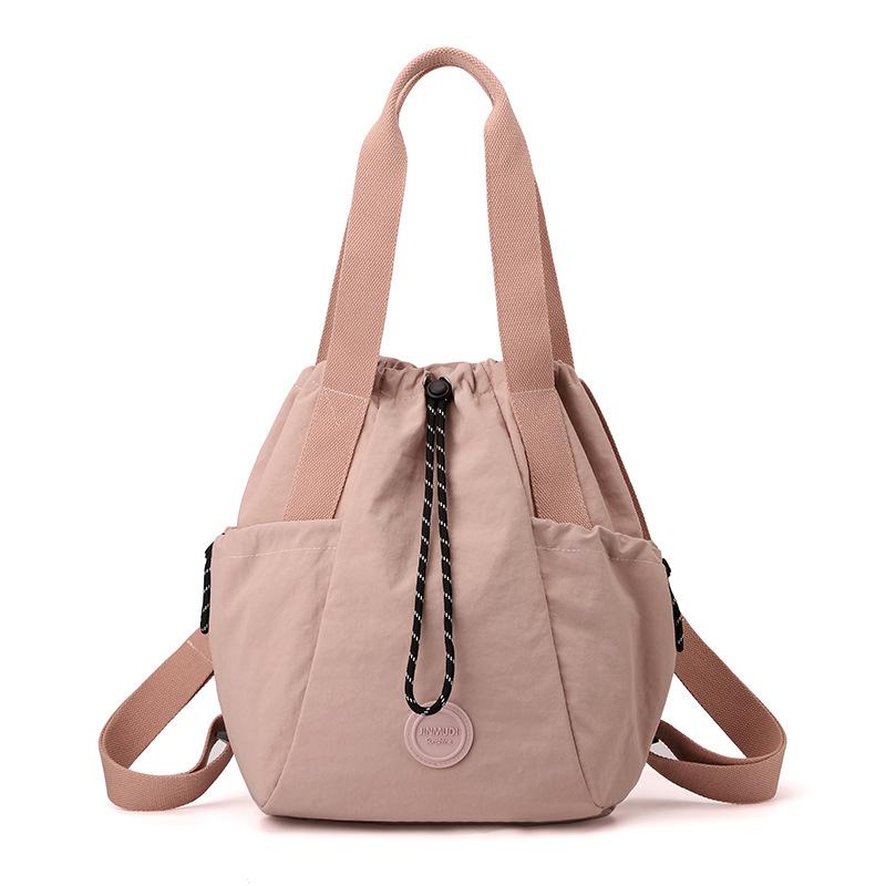 Schoolbag New Multifunctional Solid Color Backpack with Drawstring Fashion Versatile Handbag Lightweight Large Capacity Outdoor Backpack