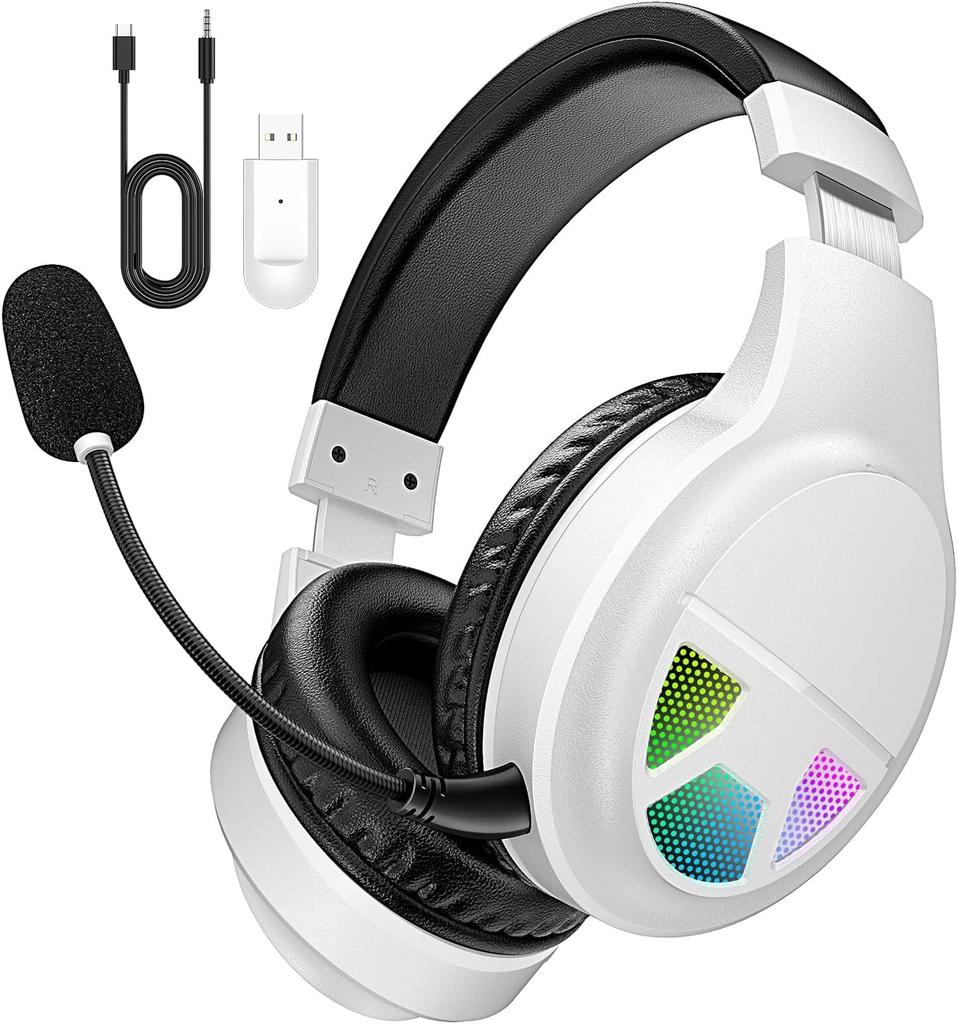 YPBDAN Wireless Gaming PS5 Wireless Headset with Noise Cancelling Stereo Enhanced 60H Continuous Compatible with and Xbox Headset, 2.4G/Bluetooth