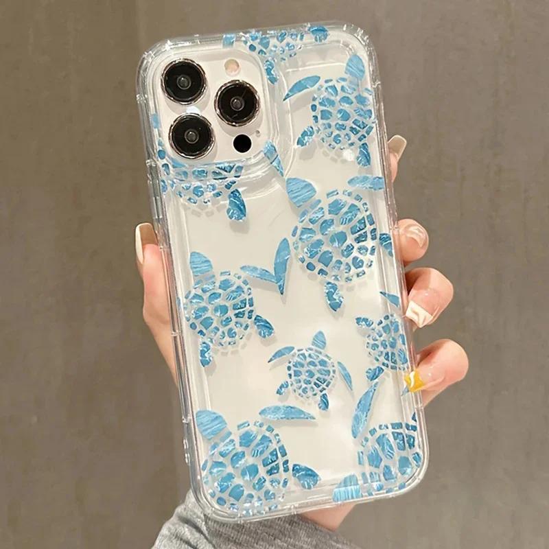Summer Ocean Turtle Pattern Transparent TPU Phone Case For  Redmi Note 12 4G 11 13 Pro Plus 5G 11S 12S 10S Airbag Cover