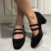 2025 New Shoes Female Buckle Strap Women's High Heels Round Toe Office and Career Hot Sale Plus Size Solid High Heels