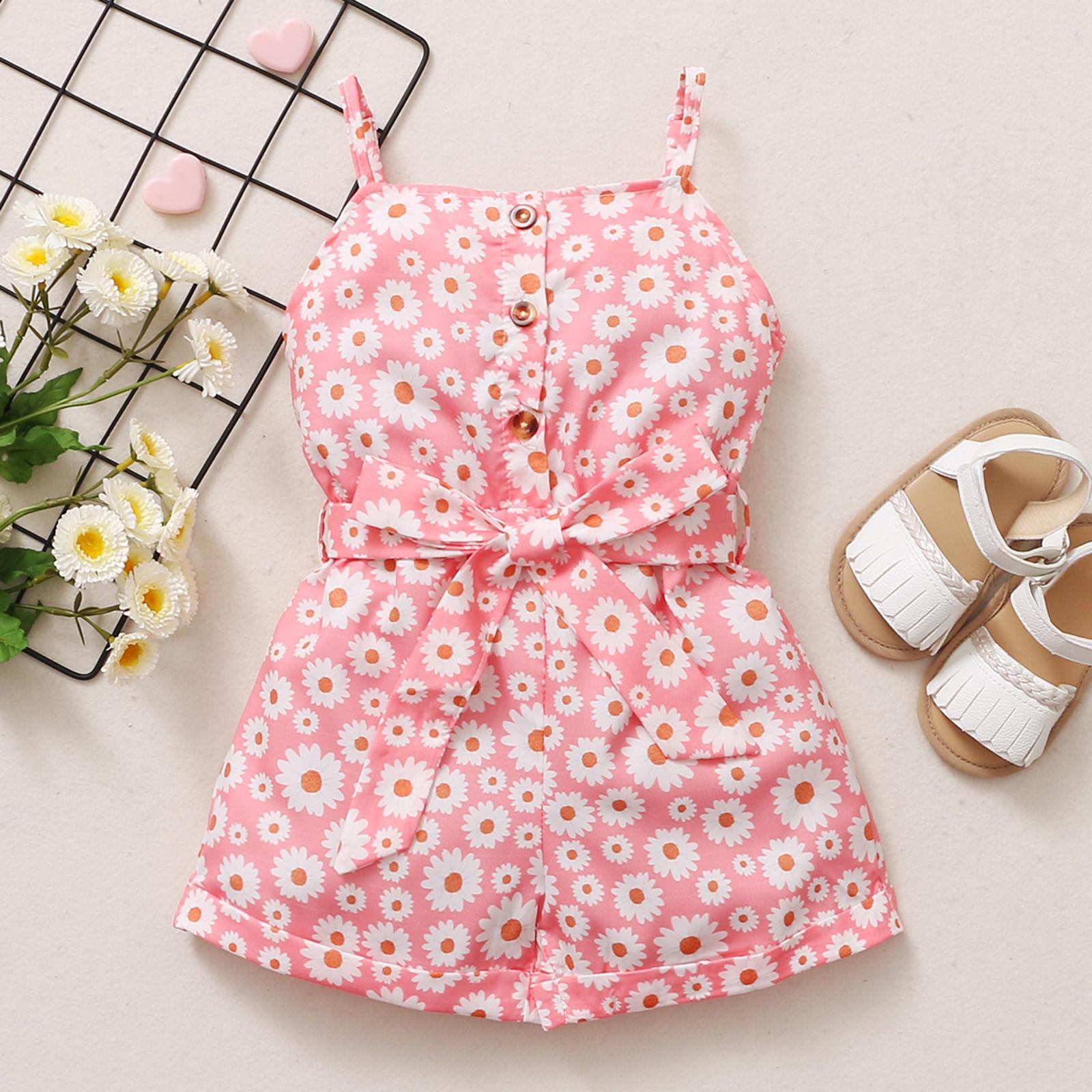 

Комбинезон с цветочным принтом и бантом для маленьких девочек, комбинезон на подтяжках