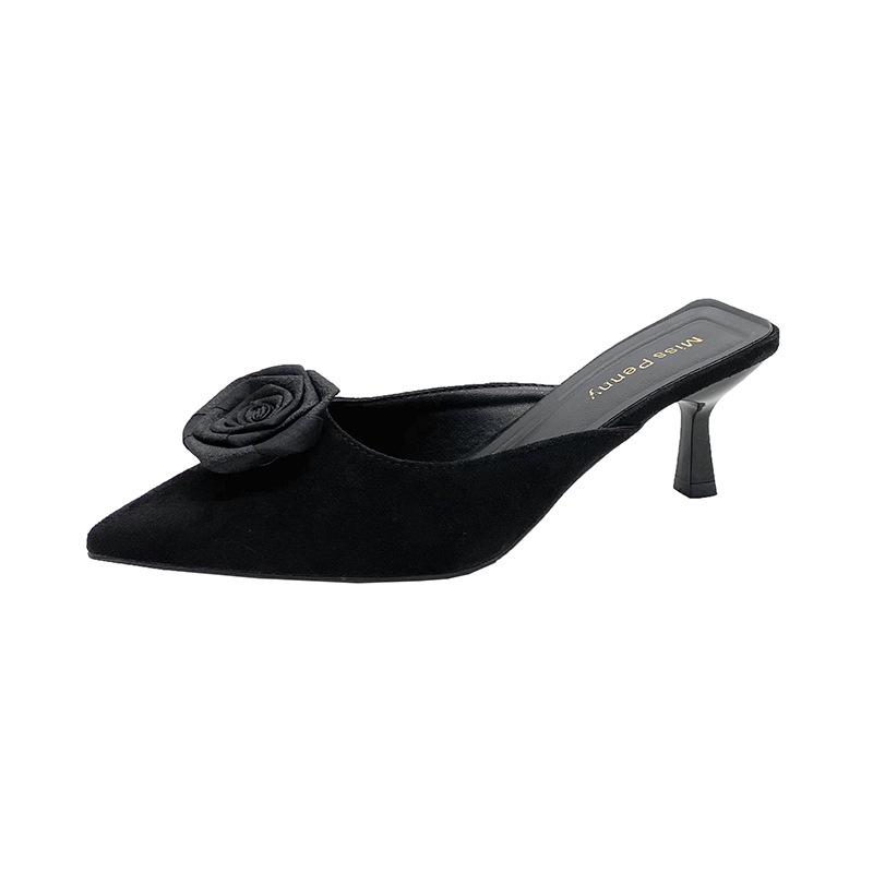 Zapatos de tacón alto puntiagudos de lujo de diseñador para mujer 2026 Primavera Mujer Sandalias de tacón fino rosa Zapatillas para vestido de fiesta de satén francés