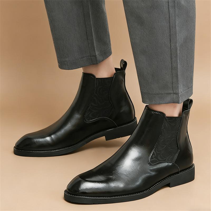 Wintermode Neue Hohe Stiefeletten Herren zum Hineinschlüpfen Chelsea Braune Knöchelhohe Stiefel Britische Marke Designer Lässige Stiefel Formelle Luxus Schuhe