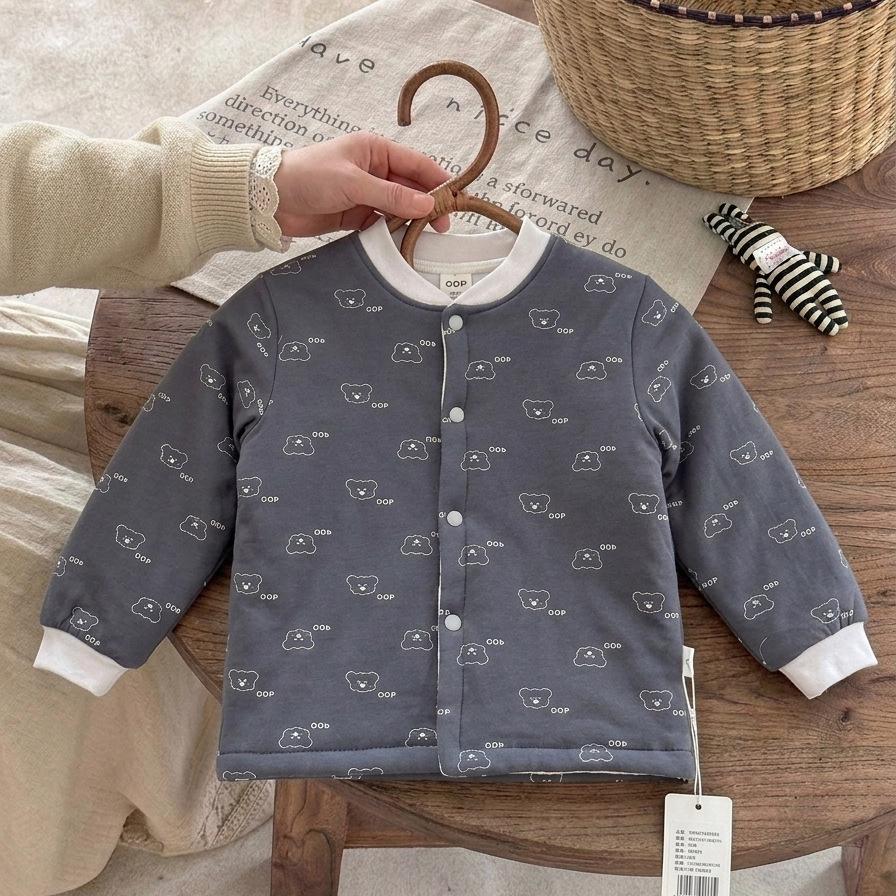 Machine washable handmade cotton-padded jacket, children's cotton-padded jacket, student school uniform with thickened warm boys cotton-padded jacket
