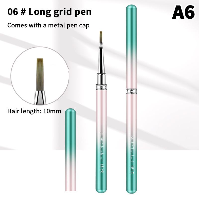 1 Pcs Gradient Metal Handle Nail Art Brush Triangular Drawing Painting Line Pen Liner French Manicure Tools