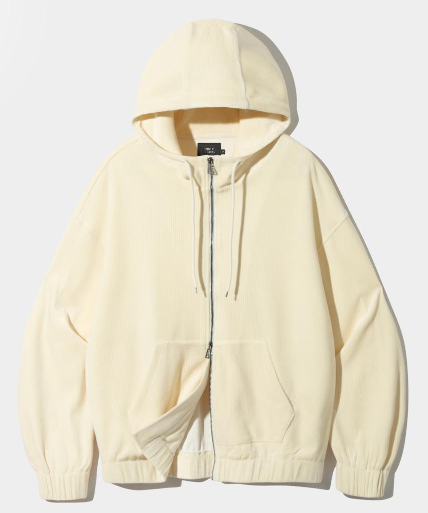 Dimitri Black 2Way Essential Corduroy Zip-Up Hoodie_Oatmeal