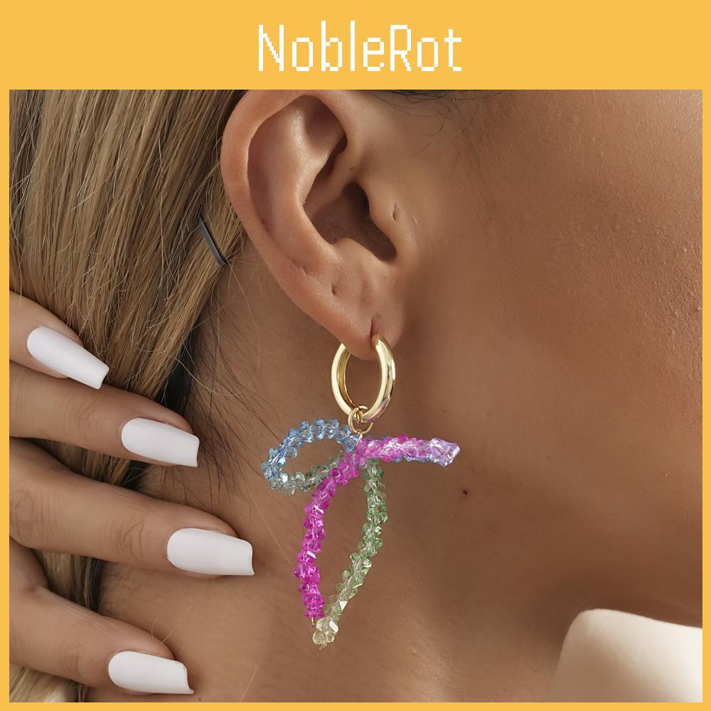 Trendy 2023 Fall Colorful Bowknot Crystal Earrings Women's Geometric Jewelry