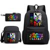 Sprunki Student Starry Sky School Bag Three-piece Rhythm Box Teen Backpack Men's and Women's Casual L