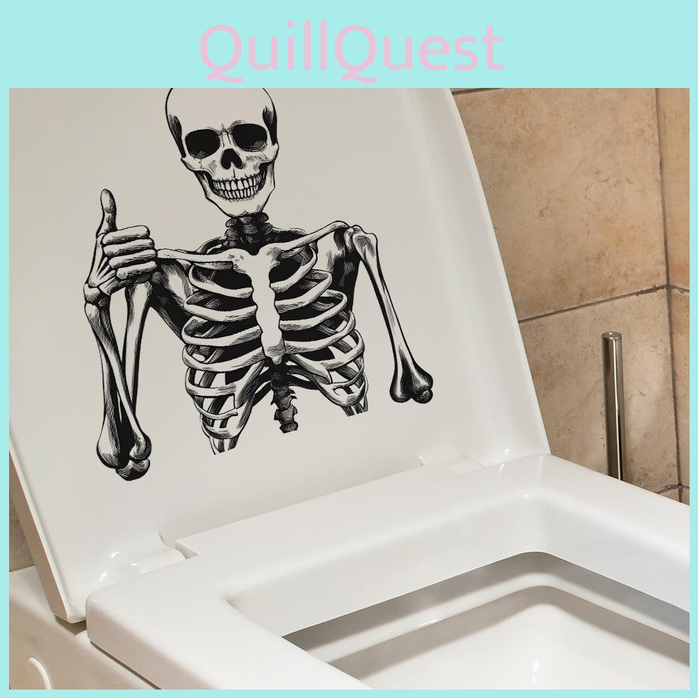 Moderne WC-Aufkleber PVC-Wanddeko mit lächelndem Schädel für Wohnzimmer