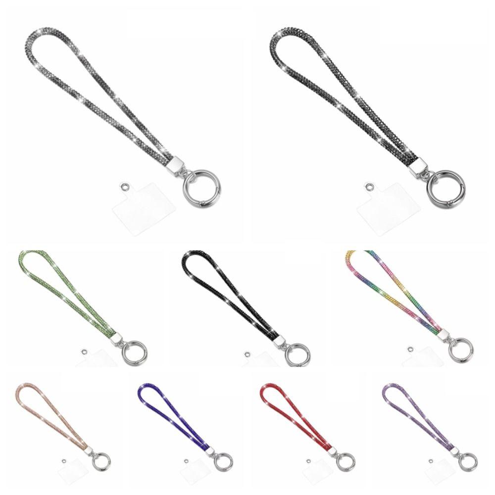 Handheld Glitter Rhinestone Phone Lanyard Hanging Cord Mobile Phone Chain  Girls New Year Gift