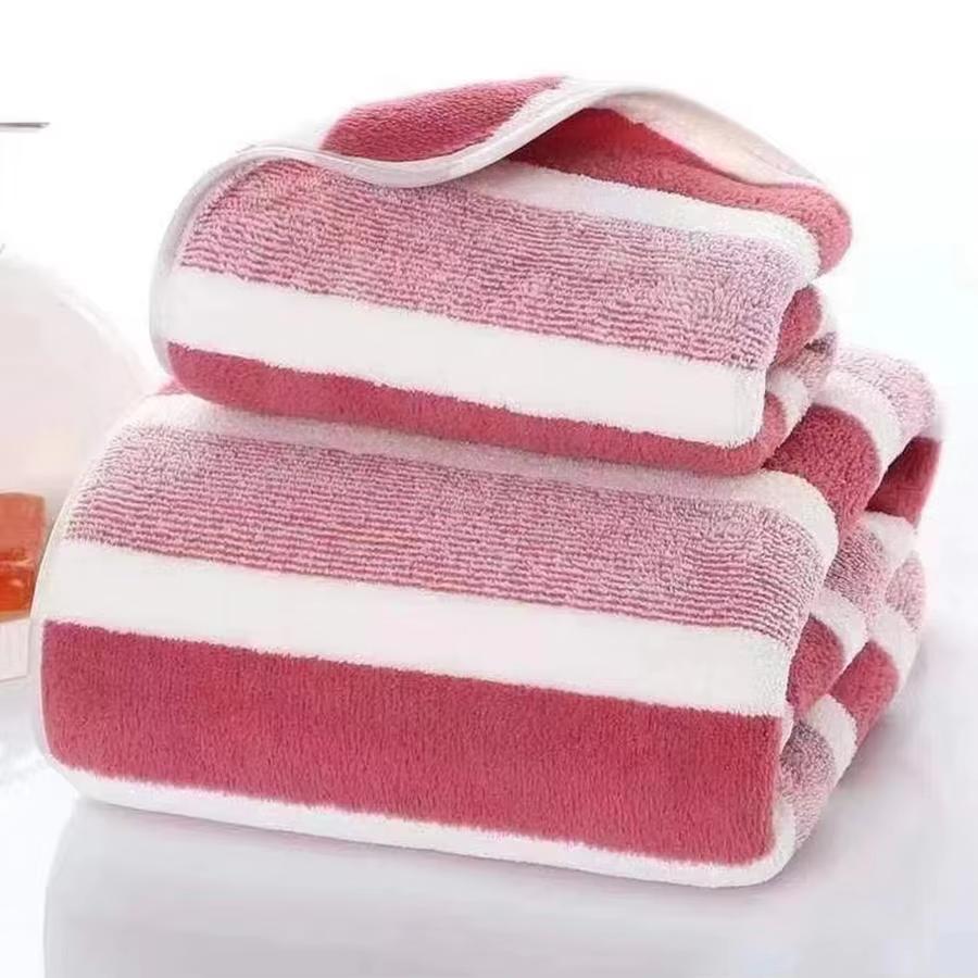 2Pcs Striped Bath Towel Set - Soft Absorbent Quick Dry Towels for Bathroom, Premium Daily Essential Towels for Home Hotel Spa.