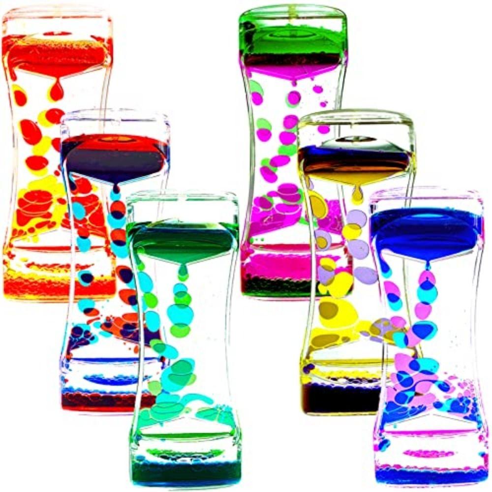 Double Colors Oil Hourglass Timer Creative Movement Sensory Toys Oil Hourglass Kids Toy