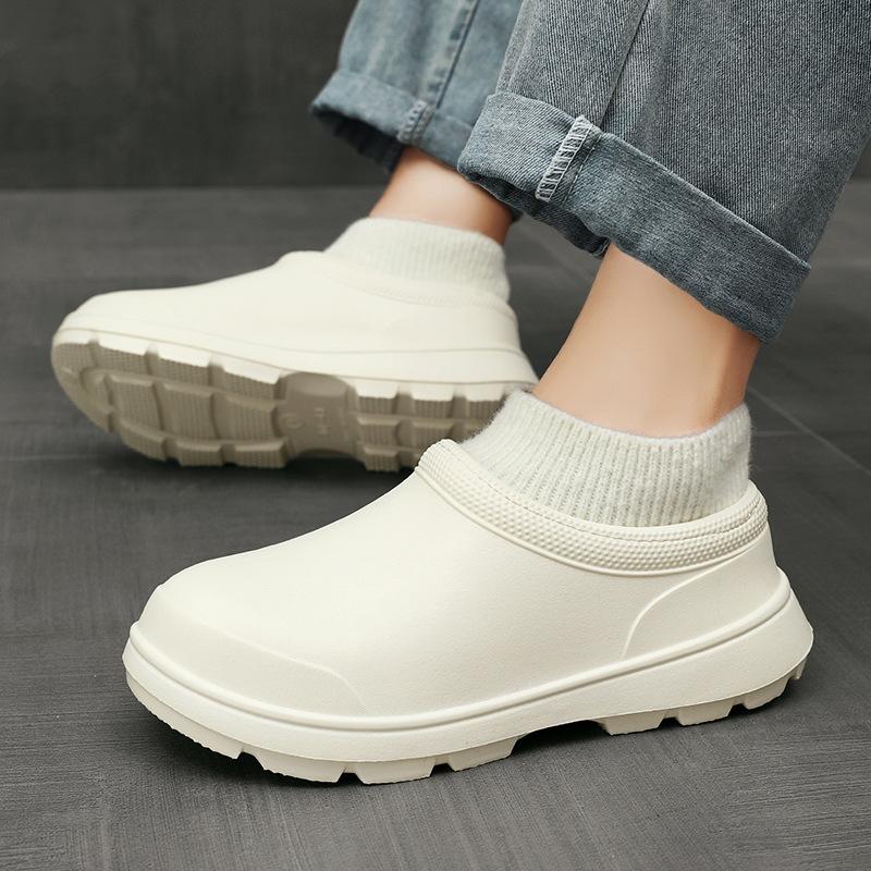 

Женские зимние теплые утолщенные водонепроницаемые тапочки с толстой подошвой, нескользящие, теплые комплекты обуви, спортивная обувь 35 белый