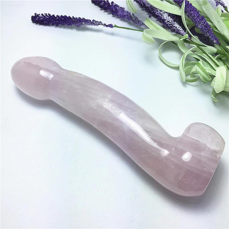 Natural Rose Quartz Yoni Wand Dildo Women Masturbation Massager Realistic Dildos