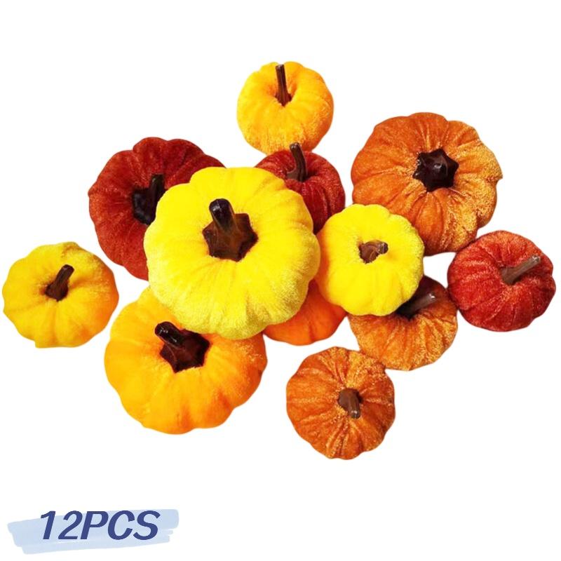 High-quality Cloth Pumpkin Thanksgiving Foam Fake Pumpkin Halloween Hot Selling Pumpkin Props White Orange Set Of 4 Large And 8 Small