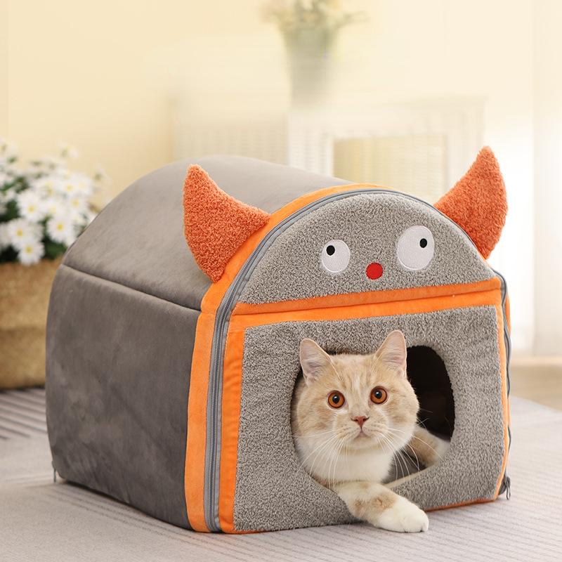 Cat Bed House Soft Plush Kennel Puppy Cushion Small Dogs Cats Nest Winter Warm Sleeping Pet Dog Bed Pet Mat Supplies