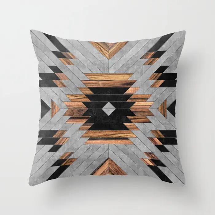 Juste De Coussin Géométrique Pour La Décoration Intérieure, Ferme, Oreiller De Canapé, Bois Créatif, Taie D'oreiller En Marbre Mars, Mode