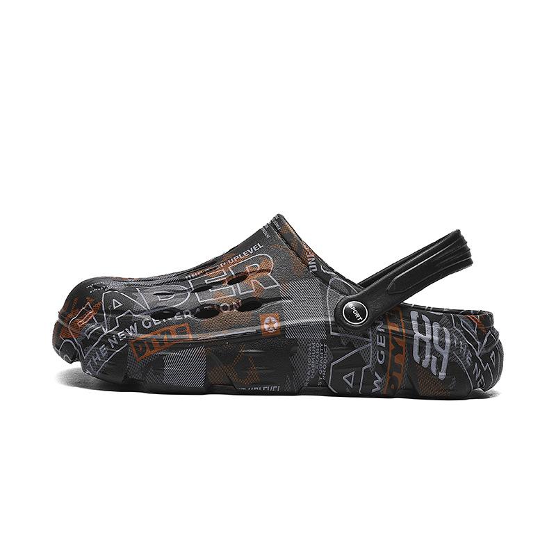 

Обувь Hole Shoes Мужские уличные пляжные сандалии Верхняя одежда двойного назначения нескользящие износостойкие мягкие тапочки-мешки для мужчин 45 чёрный