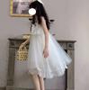White Lace Dress Lolita Wedding Clothes Cosplay Costume White Empire Knee Length Sleeveless Dress [Lady Lazy] A-Line After-Party Women's (L)