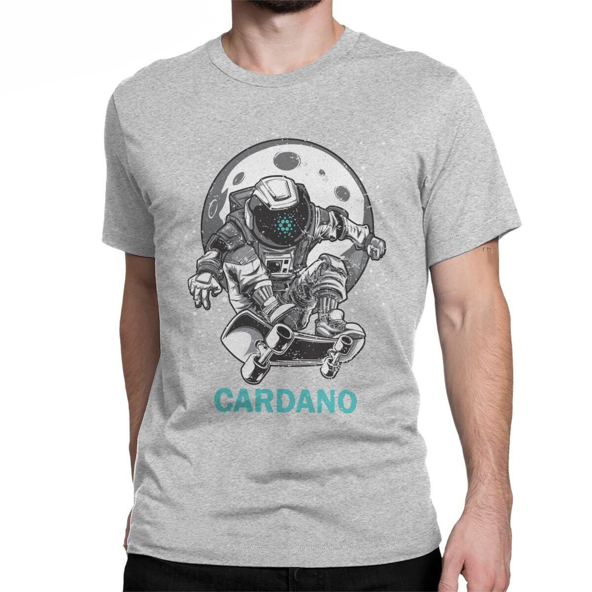 Casual Cardano To The Moon TShirt For Men Cotton T Shirt Crypto Bitcoin Short Sleeve TShirt For Men Oversized Mens Clothes S