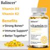 Vitamina D3 5000 UI con Complesso di Vitamina K2, 120 Capsule Vegetariane, Integratore Alimentare