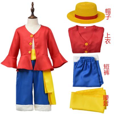 ONE PIECE Luffy COS Clothes of the Same Straw Hat First and Second Generation Clothes Animation Cosplay Clothing Pirate King Men Short Sleeves
