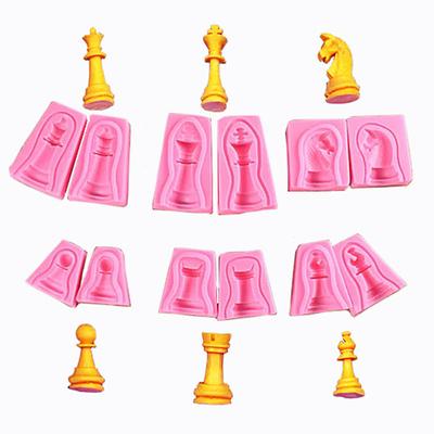 6 Pièces Moule en Silicone Forme d'Échecs 3D Irrégulier pour Fondant Chocolat Décoration de Gâteau Ustensiles de Cuisson